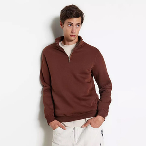 Sudadera de cuello redondo de nueva moda lisa con logotipo personalizado al por mayor, sudaderas de media cremallera de nueva moda - Product Image 4
