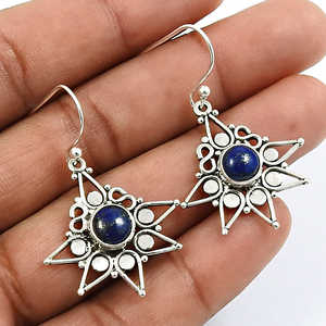Bijoux bohèmes faits à la main en argent sterling 925 Drop Dangles est livré avec des pierres précieuses de lapis naturel bijoux de cadeau de mariage à la mode - Product Image 2