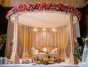 งานแต่งงานหรูหราแกะสลักสีทอง mandap fiji รูปลักษณ์ที่สวยงามสลักสีทองงานแต่งอินเดียใหม่แกะสลักทอง mandap - Product Image 3