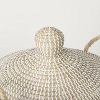 Panier de rangement rustique rond en jonc de mer naturel, écologique, sur pied, avec poignées, pliable, tressé à la main, vente en gros