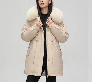 Winter <b>Waterproof</b> Breathable Windproof <b>Women's</b> Short Hooded <b>Parker</b> Puffer Jacket Cotton Filling Fur Collar for Cold Days Raw - Product Image 4