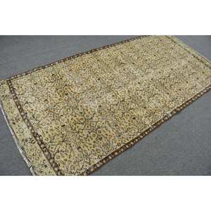 Tapis en laine turque vintage 4.3x8,9 pieds Beige et marron patchwork tissage plat avec support en latex pour décorations de salon 4m de largeur - Product Image 2