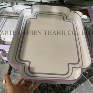 Bandeja de servicio de laca hecha a mano de lujo con asa al por mayor bandeja decorativa de alta calidad para alimentos y bebidas proveedor Vietnam - Product Image 2