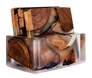 Sous-verre rond artisanal en résine époxy et bois de manguier de qualité supérieure, écologique, fabriqué en Inde par Saniya Handicraft - Product Image 5