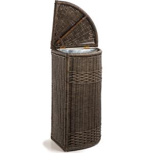 Cesta de basura de esquina de ratán artesanal, conveniente Cubo de almacenamiento de residuos de mimbre gris para limpieza del hogar - Product Image 1
