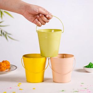 Seau en métal nouvellement galvanisé avec poignée couleur émail pour décor à la maison jardinière de fleurs seau multi-utilisable - Product Image 6