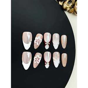 Blush Crystal Bloom Press-On Nail Art - Product Image 2