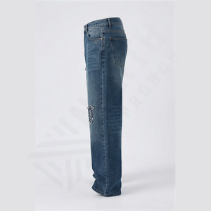 กางเกงยีนส์ผู้ชายแบบปรับแต่งได้ ดีไซน์เรียบง่าย ปักลาย พร้อมราคาโรงงาน ขายส่งจำนวนมาก - Product Image 3