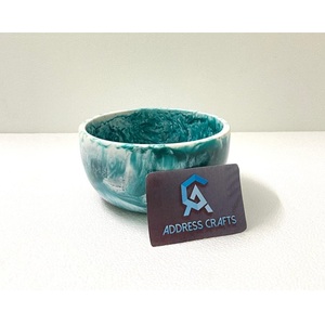 Vaisselle en résine moderne faite à la main, design personnalisé, forme ronde, bol à fruits et salades avec texture marbrée pour les fêtes, la maison, l'hôtel - Product Image 3