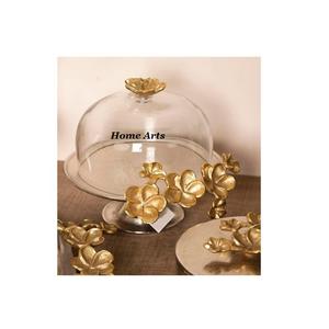 Servidor de pastel de acero inoxidable hecho a mano con cúpula de vidrio Diseño estándar Servidor de pastelería de pastel de forma redonda en India - Product Image 6