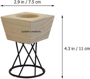 Soporte de luz de té de vela de madera de pino de forma cuadrada con soporte de Metal resistente para decoración rústica del hogar, centro de mesa, uso de regalo - Product Image 5