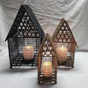 Sonnet Decor Handmade <b>Set</b> of 2 Best Quality Iron Metal Candle Holders with Stand Trendy <b>Lantern</b> Home Decor for Christmas Parties - Product Image 1