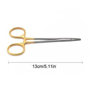 Portaagujas dentales Alicates de ortodoncia de acero inoxidable Mango chapado en oro Instrumento dental quirúrgico Herramienta quirúrgica profesional - Product Image 2