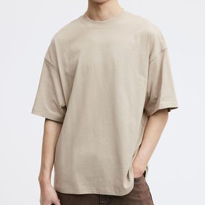 Camisetas de ajuste relajado de algodón de 200gsm duraderas superventas de alta calidad para hombres, camisetas de patrón sólido de colores personalizados teñidos lisos - Product Image 4