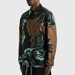 Coupe-vent d'hiver personnalisé pour hommes, imprimé graphique intégral, bordures élastiques en couleur, veste de survêtement surdimensionnée 100% polyester avec support - Product Image 2