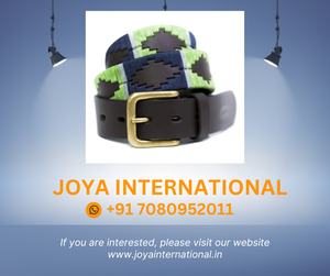 Ceinture de Polo en cuir de haute qualité, rayures citron vert/marine/gris, utilisation unisexe, tendance, brodée à la main - Product Image 2