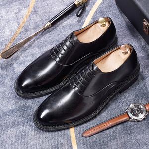 Chaussures Oxford en cuir véritable pour hommes, chaussures habillées classiques pour le bureau et les mariages, design confortable à lacets - Product Image 4