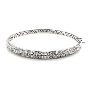 Bracelet rond scintillant Moissanite diamant demi-éternité Bracelet en argent 925 bijoux fins pour fiançailles cadeau de mariage pour partenaire - Product Image 1