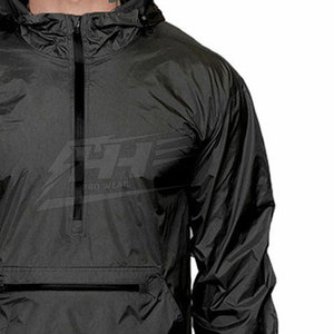 Veste coupe-vent pour homme avec logo personnalisé disponible, fabrication en usine, fermeture éclair à moitié, imperméable, personnalisation de la marque - Product Image 6