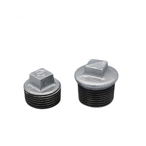 Dkv gi đầu vuông cắm <span class=keywords><strong>1</strong></span>/4 "<span class=keywords><strong>NPT</strong></span> Nam mạ kẽm dễ uốn sắt cắm 150 # hot Dip mạ kẽm dễ uốn sắt cắm ống phù hợp - Product Image 1