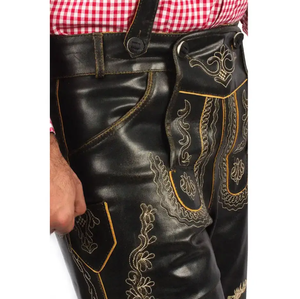 Haute qualité hommes allemand Lederhosen Shorts Costume bavarois Oktoberfest marron Antique 100% véritable vache daim cuir pantalon - Product Image 3