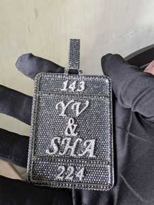 Collier à pendentif en argent sterling 925 plaqué or blanc VVS Moissanite glacé unisexe Bijoux de luxe unisexe - Product Image 4