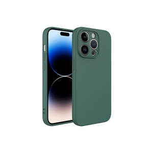 Coque de téléphone en silicone liquide vert foncé de qualité supérieure pour iPhone 14 Pro Max, coque souple en silicone avec protection de l'appareil photo - Product Image 1