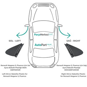 Right-Left <b>Mirror</b> Bakelite <b>Plastic</b> for Renault Megane 3, Fluence ( Shipping From Turkey Manufacturer ) Product Code: FD113743 - Product Image 3