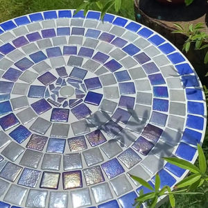 Dazzling <b>Mosaic</b> Side Table: Iridescent <b>Art</b> - Blue Coffee Table - Side Table - Livingroom Decor - Gift - Product Image 1