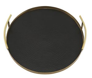 Plateau de service rond en métal noir martelé de haute qualité pour la cuisine, le mariage, le restaurant et l'hôtel - Product Image 1