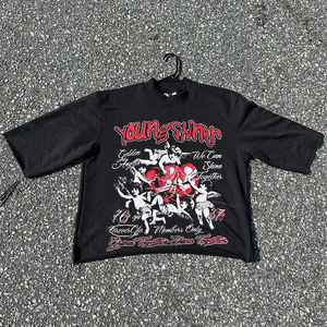 T-shirt à manches courtes surdimensionné vintage délavé à l'acide, 180 grammes, 100% coton lourd, logo imprimé, coupe décontractée, décontracté - Product Image 3