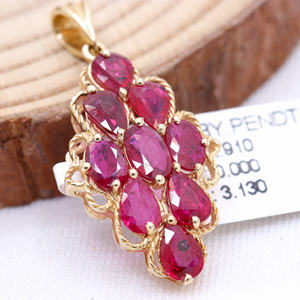 จี้อัญมณีทับทิมธรรมชาติทองคำบริสุทธิ์14K สีเหลืองเครื่องประดับหินบำบัดสันติภาพที่ไม่เหมือนใครได้รับการรับรองสำหรับปาร์ตี้ - Product Image 2