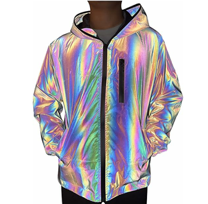 Respirant tenue décontracté Double face arc-en-ciel veste réfléchissante coupe-vent hommes mode veste réfléchissante - Product Image 2