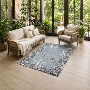 RUGS DEPOT LXDP-0510 Wholesale Grey Silver Traditional Oriental Digital Printed Machine Washable Chenille Area Rug Non <b>Slip</b> - Product Image 6