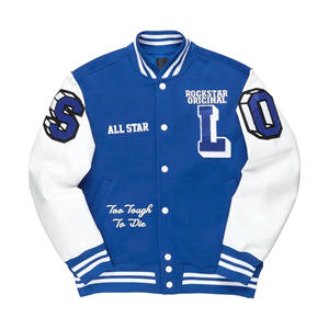 Chaqueta universitaria con letras de béisbol personalizada de alta calidad de fabricante OEM para hombre mangas de cuero bordadas con cuello levantado de invierno - Product Image 2