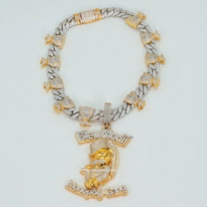 สร้อยคอผู้หญิงประดับเพชรแนว14kt สีเหลืองทองพร้อมจี้หรูหราในเมืองพร้อมจี้เพชรผสมความชัดเจน VVS - Product Image 4