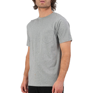 T-shirt uni à manches courtes et col rond, 100 % coton biologique, qualité supérieure, grammage lourd 200-250 GSM, écoresponsable, avec poche avant - Product Image 1