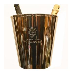 Cubo de hielo de champán con acabado de textura de aluminio con mango de asta, Enfriador de vino de Metal con acabado plateado, uso de Bar y discotecas en casa - Product Image 3