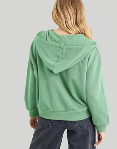 Sweat à capuche zippé tendance pour femmes de couleur verte fraîche, confort décontracté et élégant, parfait pour toute tenue - Product Image 2