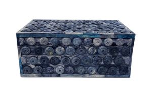 Vente chaude Bleu Os Incrustation Boîte Décorative En Bois À La Main De Luxe Bijoux Organisateur De Stockage avec Motif Circulaire Boîtes À Mouchoirs - Product Image 3