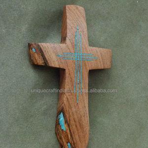 Venta al por mayor, crucifijo artesanal de madera pulida y resina, colgante de pared, primera comunión y Cruz de confirmación, regalo - Product Image 3