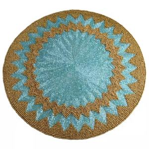 Direct Factory Sale India Customized Design Green Shaded Color Embroidered Glass Beads Placemats Wholesale Price Carton Packing - Product Image 6