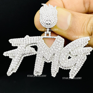 10K Gold Plated Iced Out Natural Diamond Custom Letter <b>Pendant</b> Hip Hop Style Unisex Jewelry with Custom <b>Bail</b> - Product Image 1