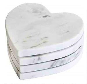 Heart Shaped Marble & Natural Wood Coaster Set 1 Top Selling Marble Mango coaster Made In India - Product Image 4