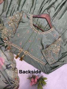 DERNIÈRE SEQUENCE DE BRODERIE EN SOIE CHINON TRAVAIL SALWAR KAMEEZ avec DUPATTA VERT DE MER OCCASION DE FÊTE TRADITIONNELLE POUR LES FEMMES À SÉCHAGE RAPIDE - Product Image 2