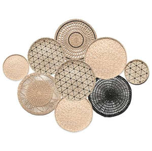 SET 3 CESTAS PLANAS DE BAMBÚ ARTESANAL/DECORACIÓN DEL HOGAR RÚSTICO AHUMADO/HECHO EN VIETNAM - Product Image 1