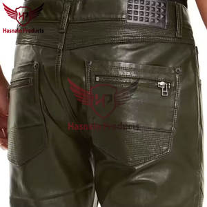 Pantalons de moto en cuir de vachette en gros de qualité pakistanaise pour hommes pantalons en cuir pakistanais pantalons en cuir en gros - Product Image 3