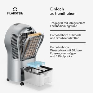 Air <b>Cooler</b> <b>Fan</b> Water 320 m3/h 6L Tank Portable Tower Air <b>Cooler</b> for Home Rooms up to 30 m2 60W 42 dB Silver - Product Image 5