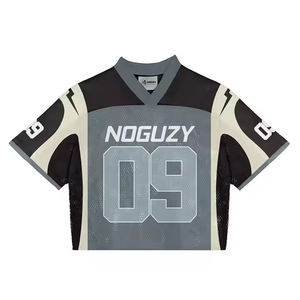 Custom Logo Streetwear American Football Jersey Polyester Manufacturer Football Oversized <b>Cropped</b> Boxy Fit Mesh Jersey Custom - Product Image 1