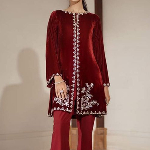 BEAUTIFUL LONG <b>JACKET</b> WITH STYLISH PLAZO DRESS ON SILK FABRIC EMBELLISH CRYSTAL GLASS BEADS, DABKA WORK for Party-WEAR@ 2022 - Product Image 1